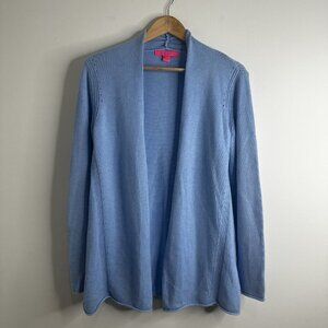Lilly Pulitzer Cardigan Sweater Womens Small Blue Cashmere Blend Open Preppy‎